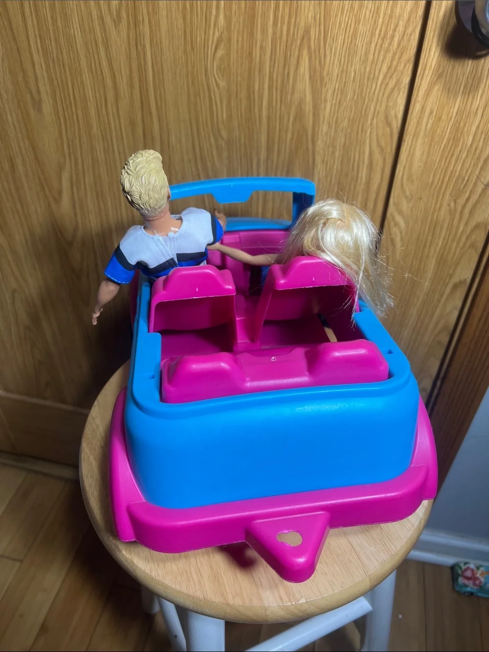 Barbie Blue and Pink Convertible with Blonde Barbie & Ken Dolls